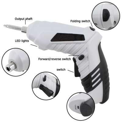 47Pcs Kits 3.6V Cordless Screwdriver Cordless Hand Held USB Charging Wireless Mini Drill Power Tool Screwdriver with LED